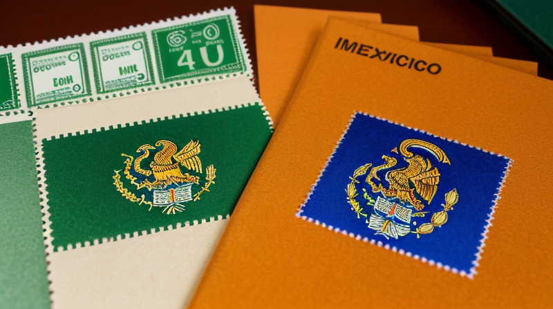 Close-up of Mexican government office desk with documents