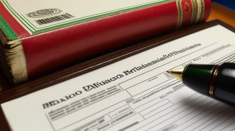 Close up of Mexican consulate documents